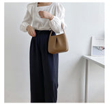 プリーツベル_レトロエレガント PUプリーツ ミニハンドバッグ レディース