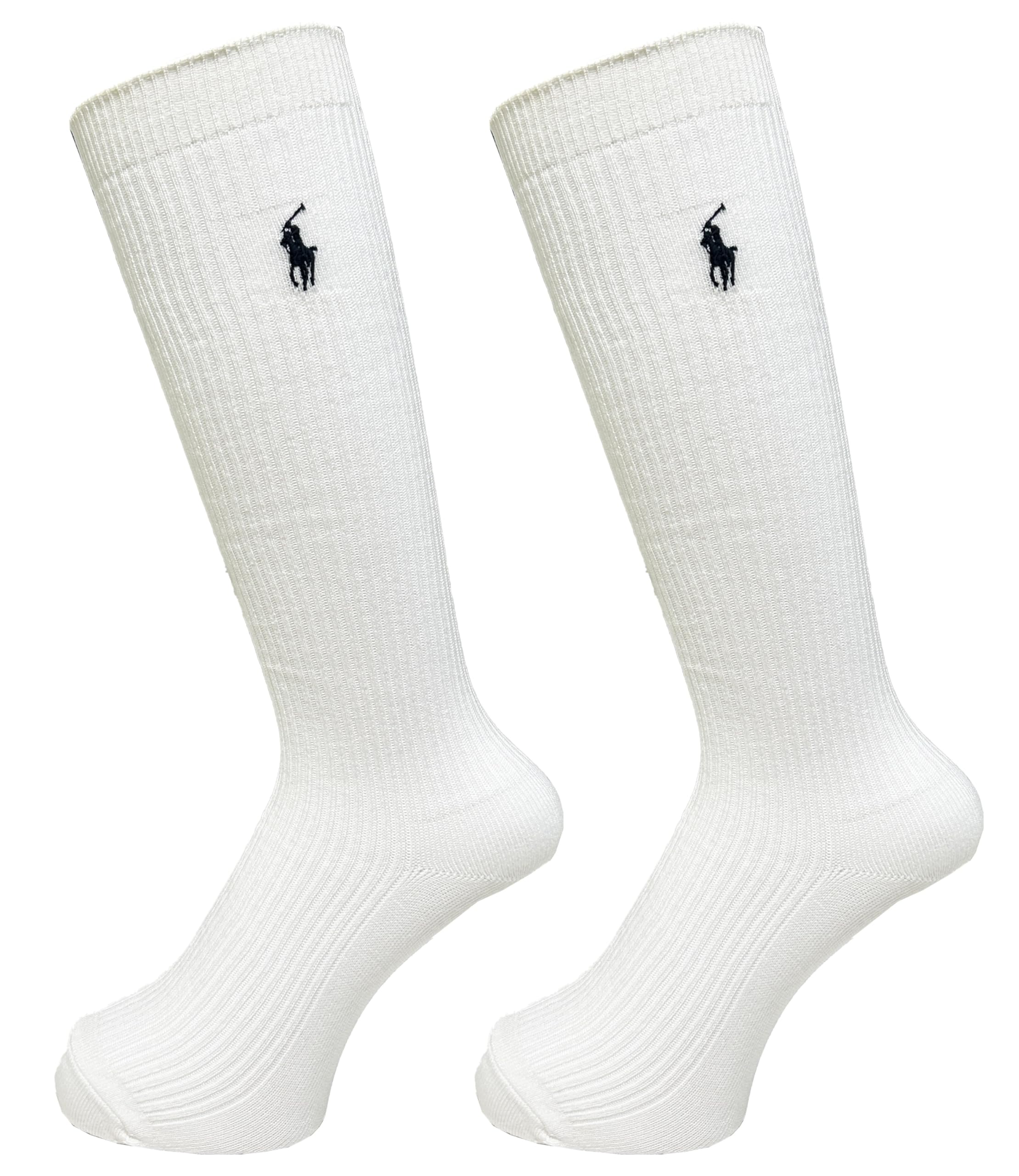Polo Ralph Lauren Socks, High Socks, School Socks, Set of 2, 12.6 inches (32 cm), Length 14.2 inches (36 cm), One Point Embroidery, Ribbed, Women's