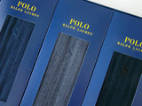 Polo Ralph Lauren Men's One-Point Embroidery, Solid Ribbed, Business Socks, Crew Length, 3 Pair Set, Socks Gift Set, Navy x Charcoal x Black