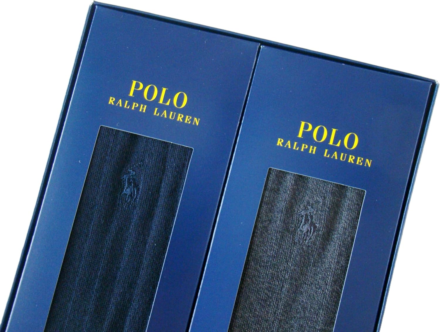Polo Ralph Lauren Men's One-Point Embroidery, Solid Ribbed, Business Socks, Crew Length, 2 Pair Set, Socks Gift Set, Navy x Charcoal