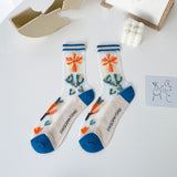 ルミナスレース_レディース サマー クリスタルソックス 薄手 花柄 ロング丈