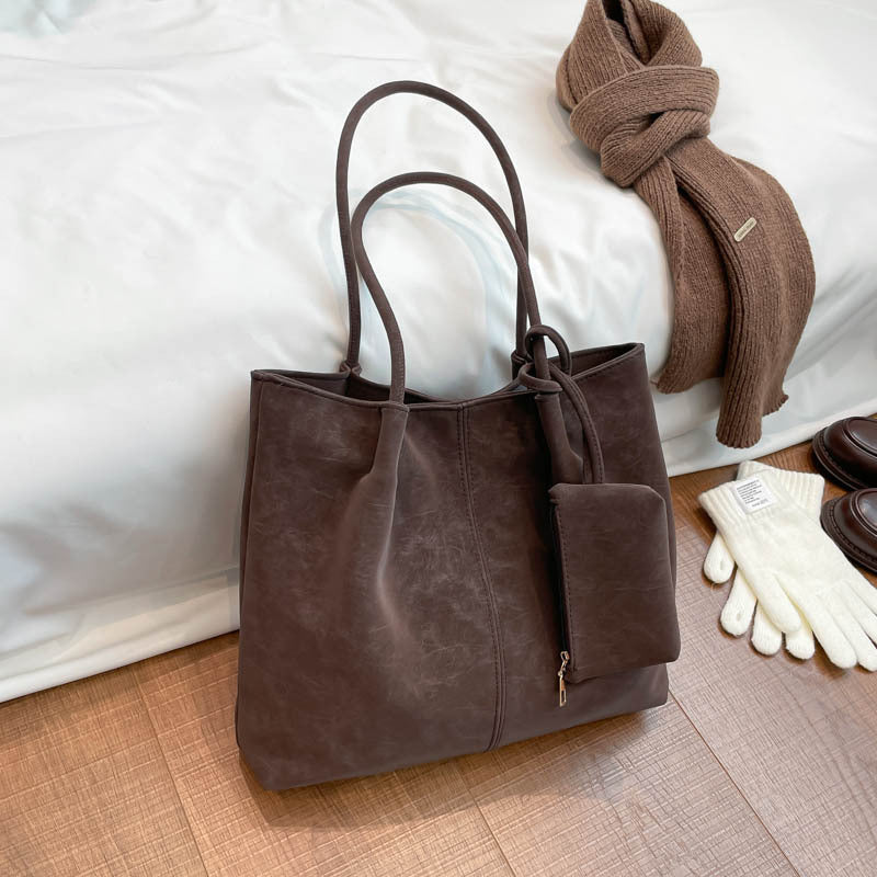 Suede Note_Large Capacity Matte Suede Shoulder Bag for Women