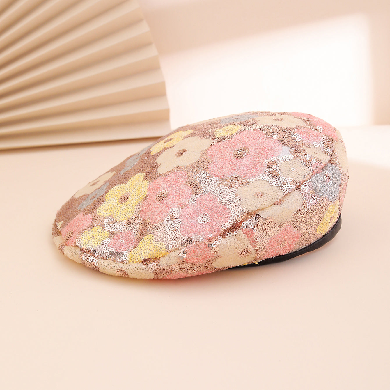 FLORA BERET_スパンコール花付き ベレー帽 レディース トレンド