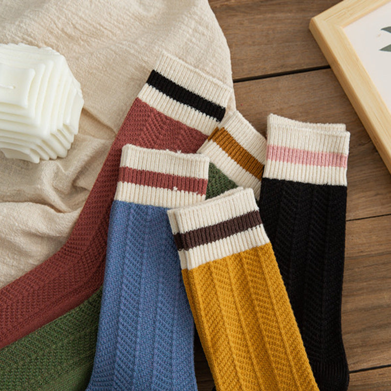 デイリーウォーム_レディース 厚手ニット ラビットファー風 ミドル丈ソックス