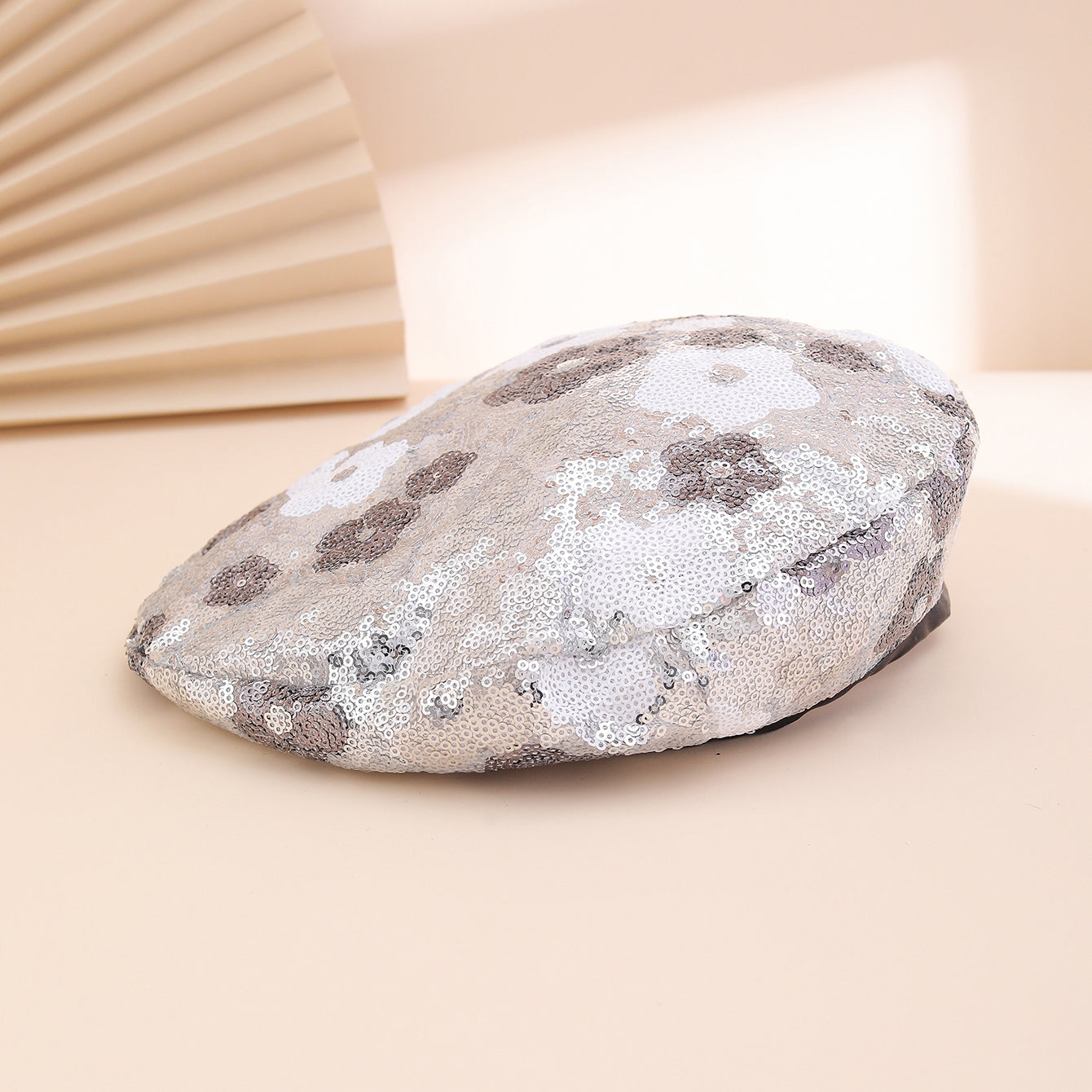FLORA BERET_スパンコール花付き ベレー帽 レディース トレンド