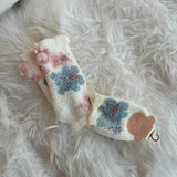 リラックスウォーム_冬あったか レディース ふわもこ厚手 コーラルフリース ミドル丈 スリーピングソックス