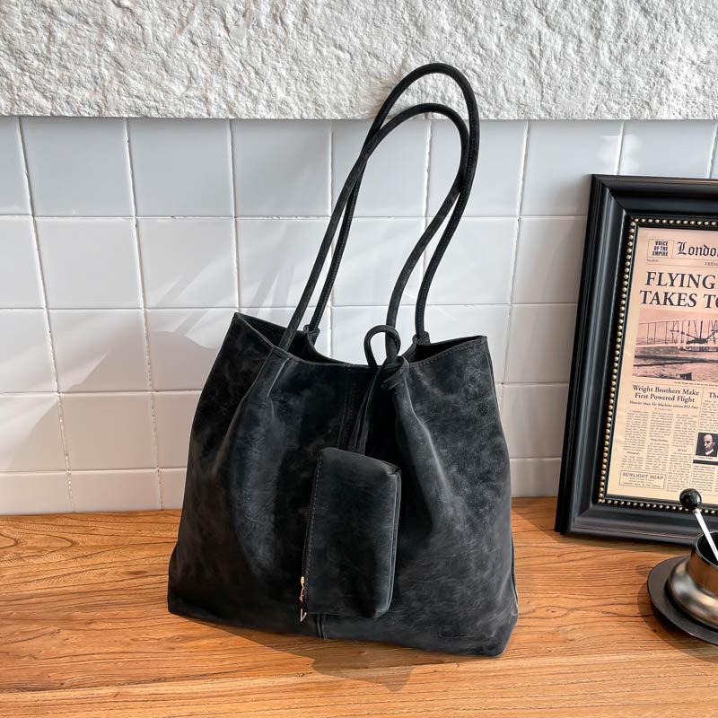 Suede Note_Large Capacity Matte Suede Shoulder Bag for Women