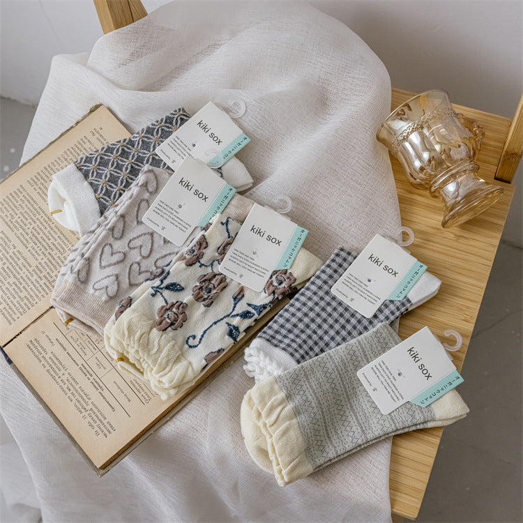 レディース カラーブロックソックス | おしゃれ快適カジュアル(5足/1足)