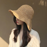 RAFIA SUN_Raffia Style Straw Hat UV Protection Face Cover Bucket Hat