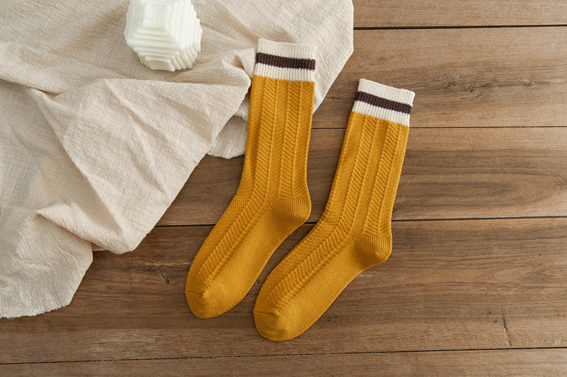 デイリーウォーム_レディース 厚手ニット ラビットファー風 ミドル丈ソックス