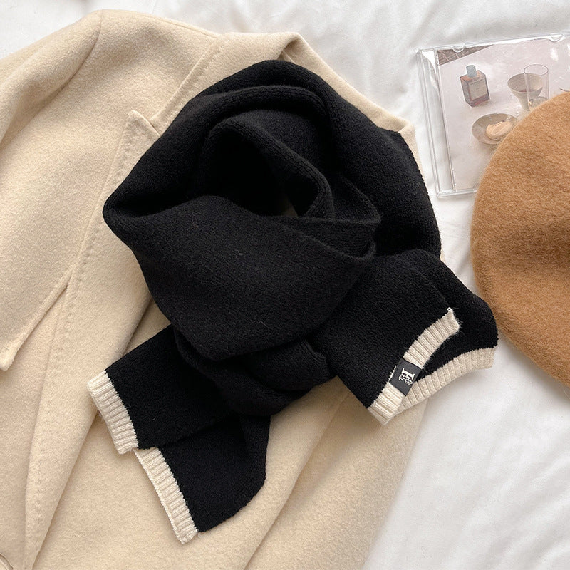 ウールエッセンシャル_無地 ウールニットマフラー あったか冬仕様