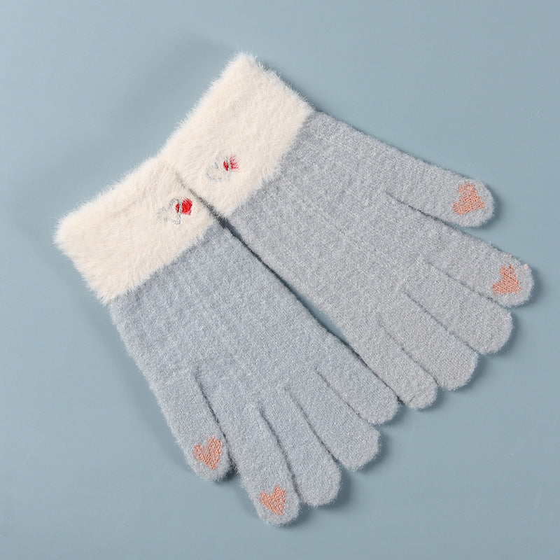 ジャカータッチ_レディース 冬あったか ジャカード編み タッチ対応ニット手袋