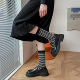 ハウンドクラシック_千鳥格子 ウールソックス ブラック&ホワイト