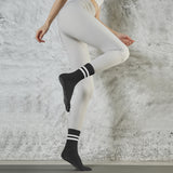 ヨガフィット5_秋冬 レディース ストライプ ノンスリップ ロングヨガソックス