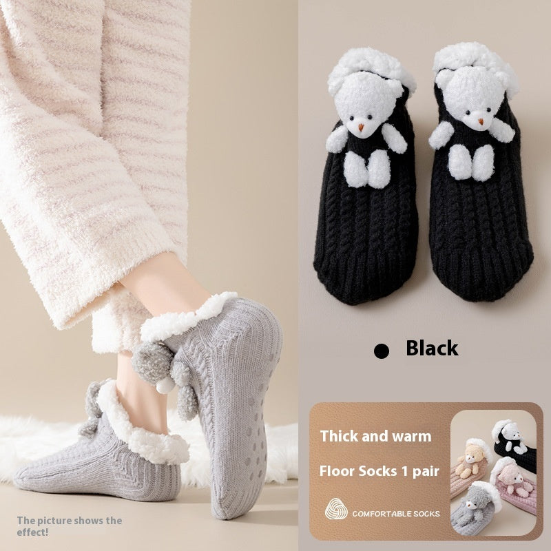 リラックスウォーム_冬あったか レディース 厚手 裏起毛 ラムウールソックス