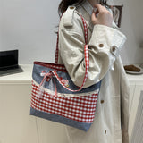 レースピクニック_レーストリム 配色チェック トートバッグ レディース