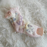 リラックスウォーム_冬あったか レディース ふわもこ厚手 コーラルフリース ミドル丈 スリーピングソックス