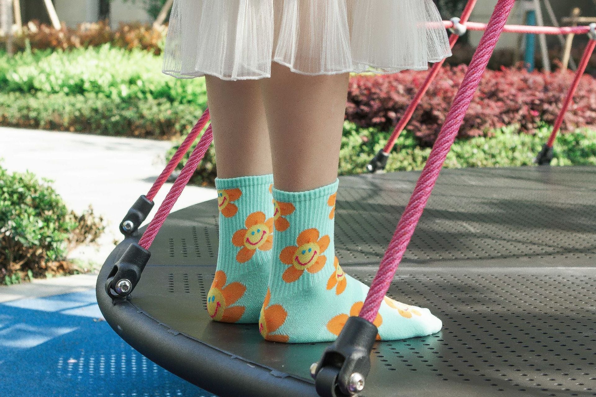 サニースマイル_レディースジャカードミドル丈ソックス