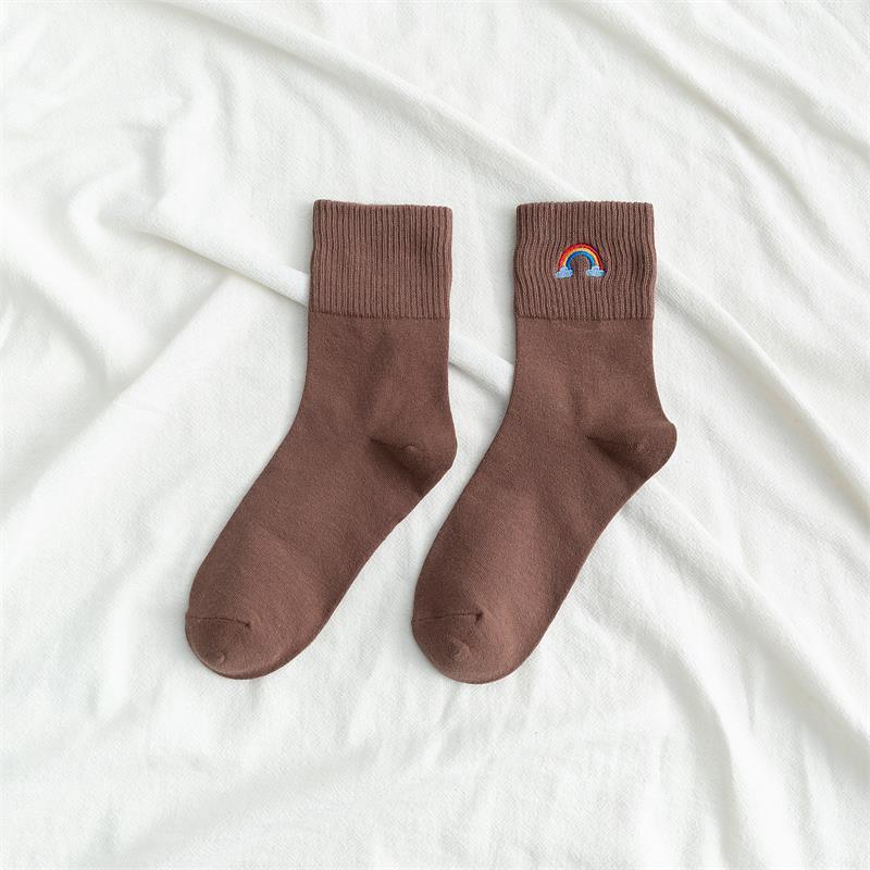 レディース レインボー刺繍ソックス | カジュアルおしゃれファッション(10足/5足/1足)