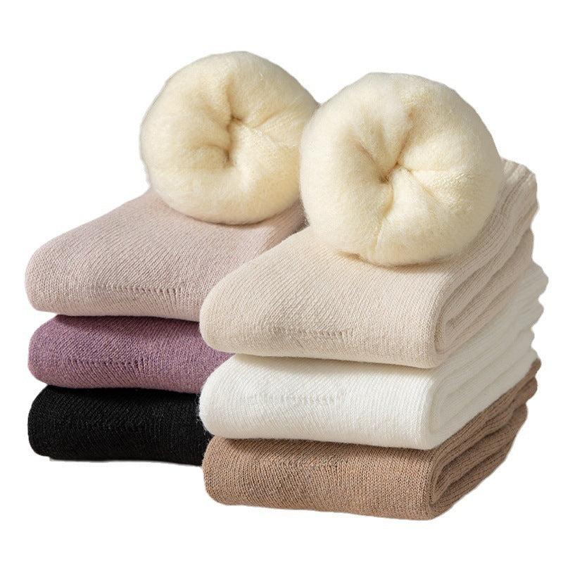 キッズフレンズ_キッズ フリースソックス 冬用 厚手 暖かい ウール混 ロングソックス