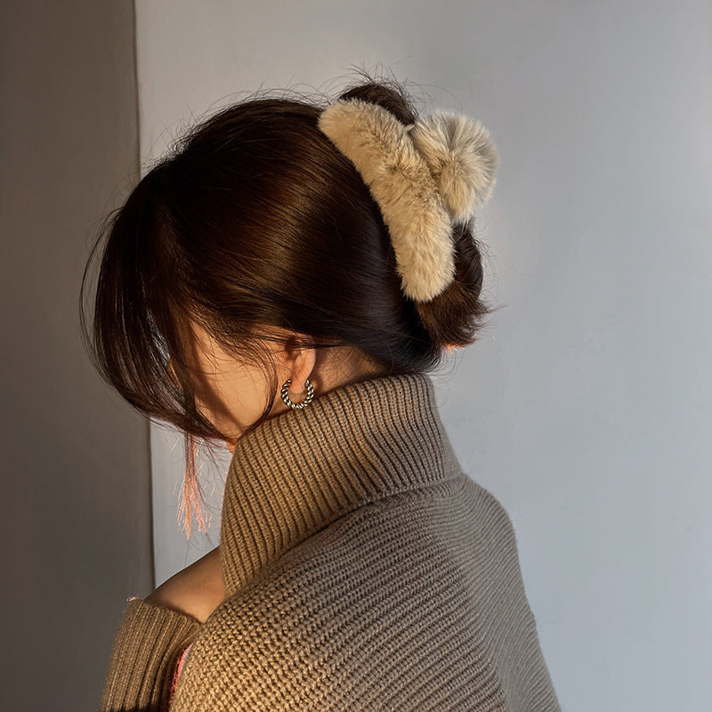 クロウェル_ファーリボン ヘアクリップ
