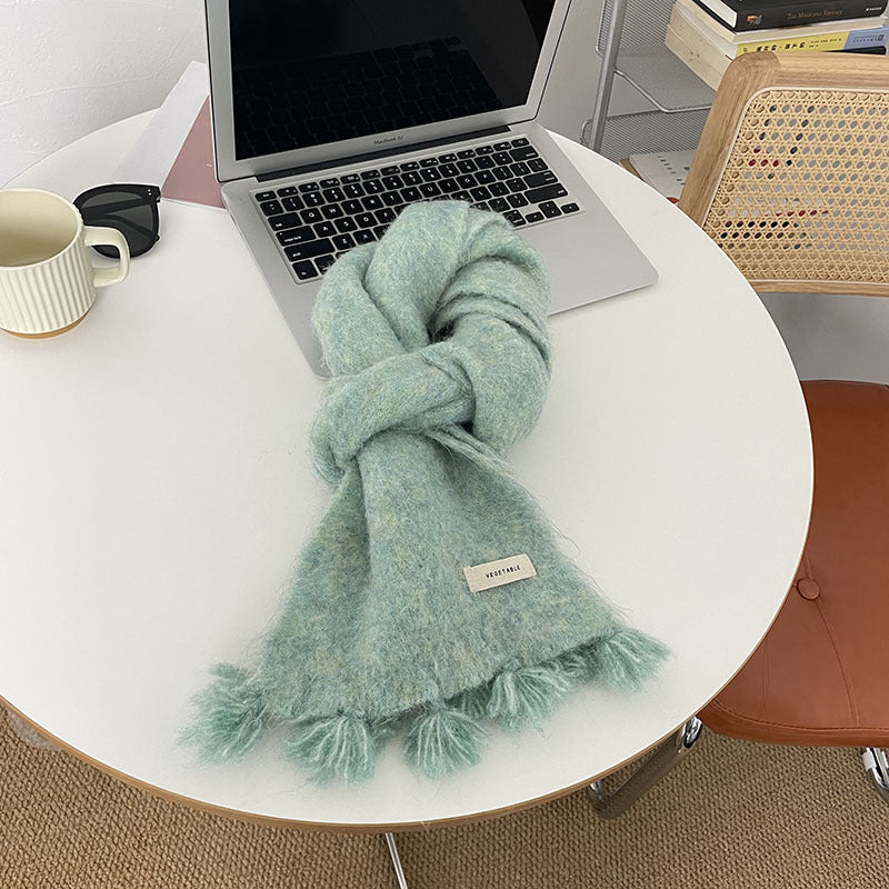 ウールエッセ_レディース 秋冬用 あったかウールマフラー シンプル万能