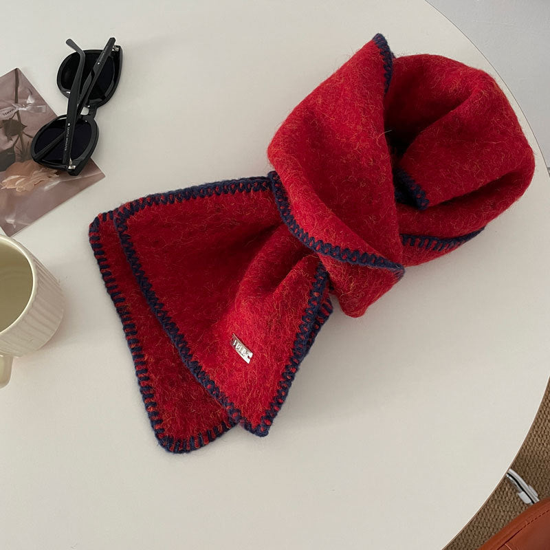 カラーブレンド_冬用 配色アクセント あったか無地マフラー