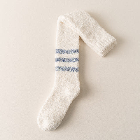 リラックスウォーム_コーラルフリース ニーハイソックス 厚手 ふわもこ 冬用