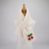 モコベア_レディース ふわもこ クマさん ベージュプラッシュマフラー