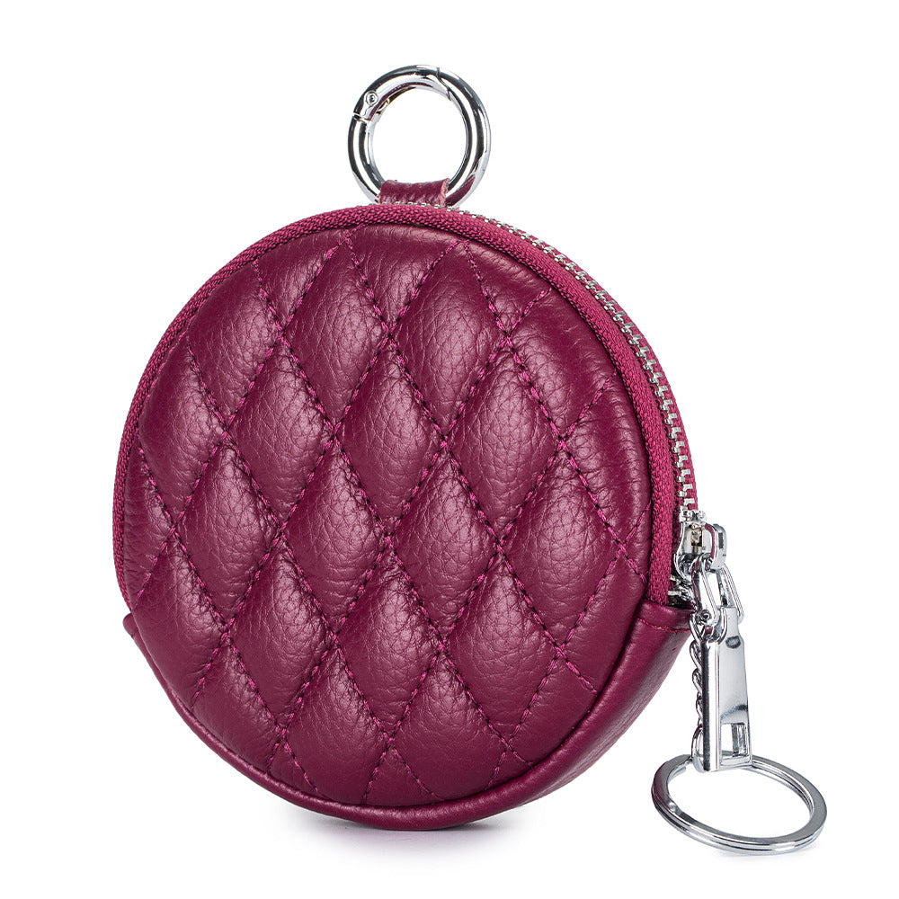 ミニクチュール_ラウンド型 ダイヤキルティング レザーコインケース コンパクト