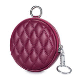 ミニクチュール_ラウンド型 ダイヤキルティング レザーコインケース コンパクト