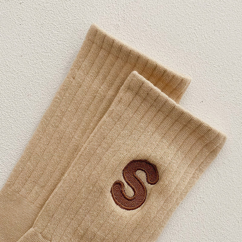エスコット_秋冬 レディース S刺繍 綿素材 吸汗あったかソックス