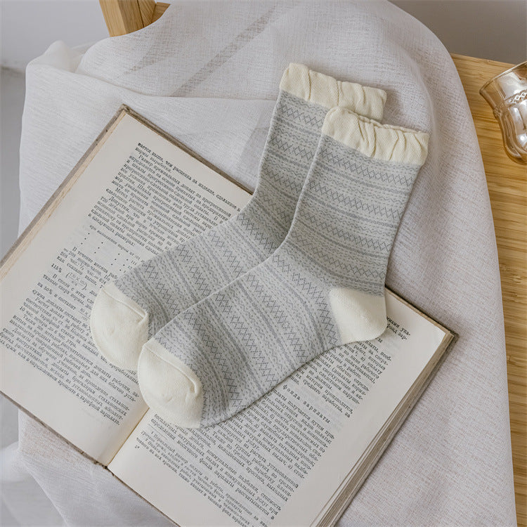 レディース カラーブロックソックス | おしゃれ快適カジュアル(5足/1足)