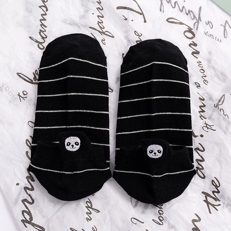 メンズ コットン刺繍ソックス | 通気性抜群シンプルカジュアル(5足/1足)