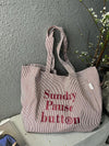 Stripe Letter_Large Capacity Logo Stripe Tote Bag