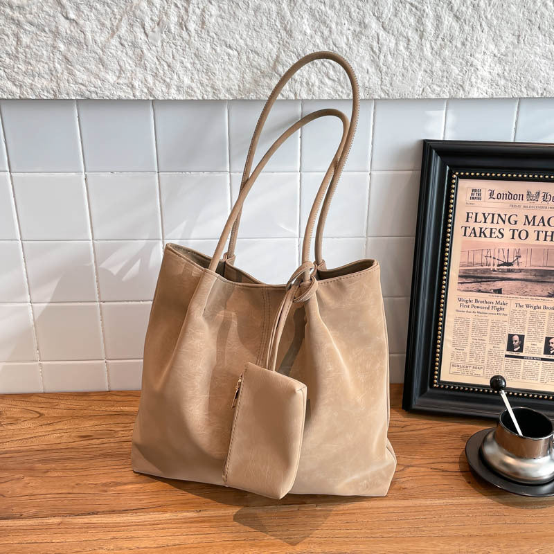 Suede Note_Large Capacity Matte Suede Shoulder Bag for Women