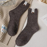 ニットノート_レディース ボタン付き 厚手ニットソックス