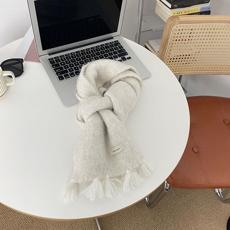 ウールエッセ_レディース 秋冬用 あったかウールマフラー シンプル万能