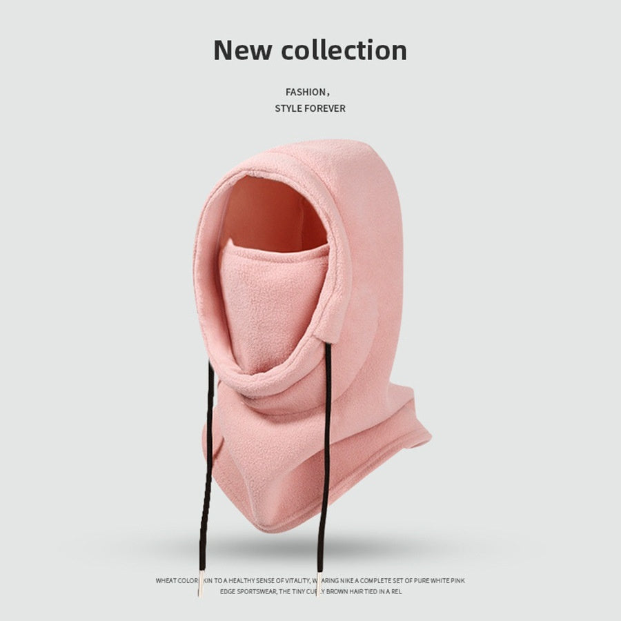 ウォームフーディ_冬 レディース マスク&スカーフ一体型 防寒あったか帽子