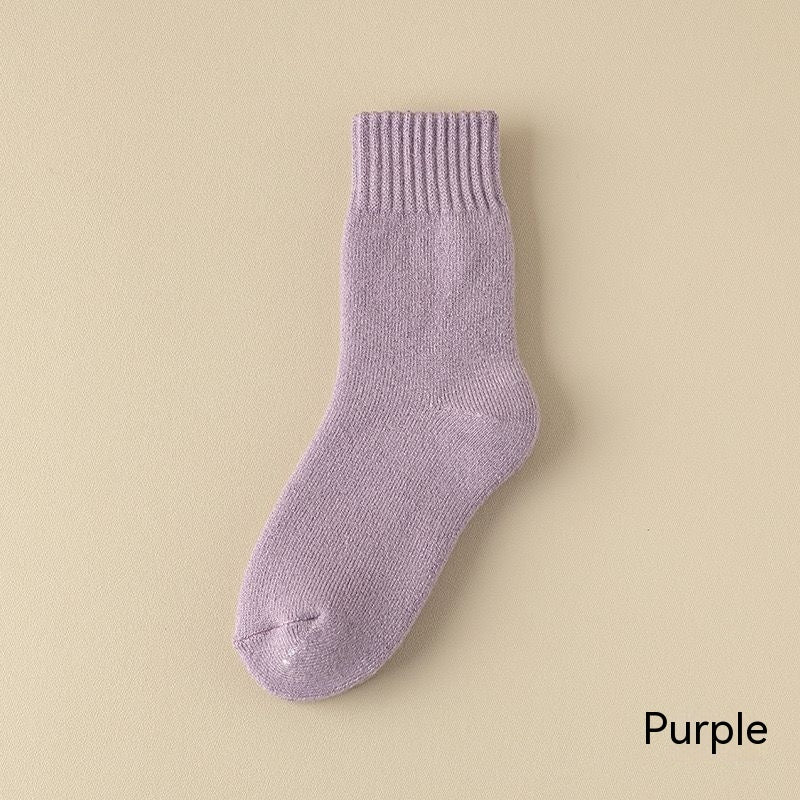 キッズフレンズ_キッズ フリースソックス 冬用 厚手 暖かい ウール混 ロングソックス