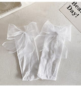 ガーリッシュボウ_レディース ガーリー ビッグリボン ソックス チュールリボン付き