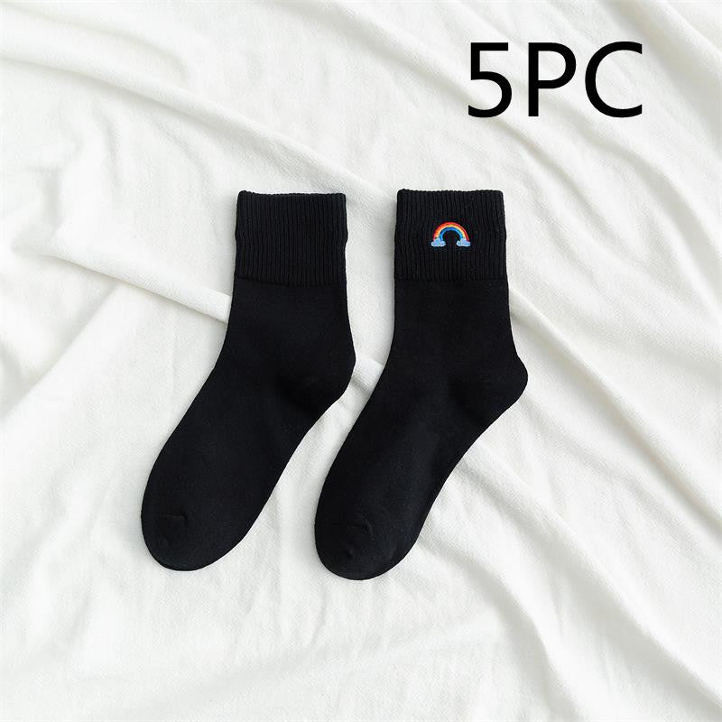 レディース レインボー刺繍ソックス | カジュアルおしゃれファッション(10足/5足/1足)