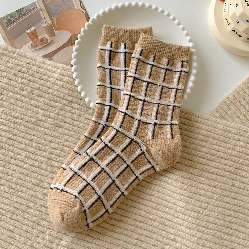 チョコベア_チョコカラー ベア柄 ミドル丈ソックス レディース