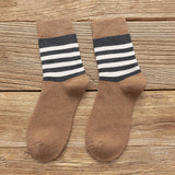ウォームボーダー_秋冬用 カジュアル ボーダー柄 ウール混 チューブソックス 学生向け
