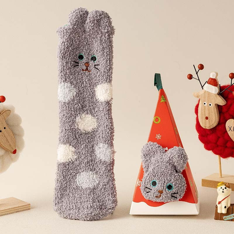 リラックスウォーム アニマル柄チューブソックス | 冬用モコモコあったかタイプ