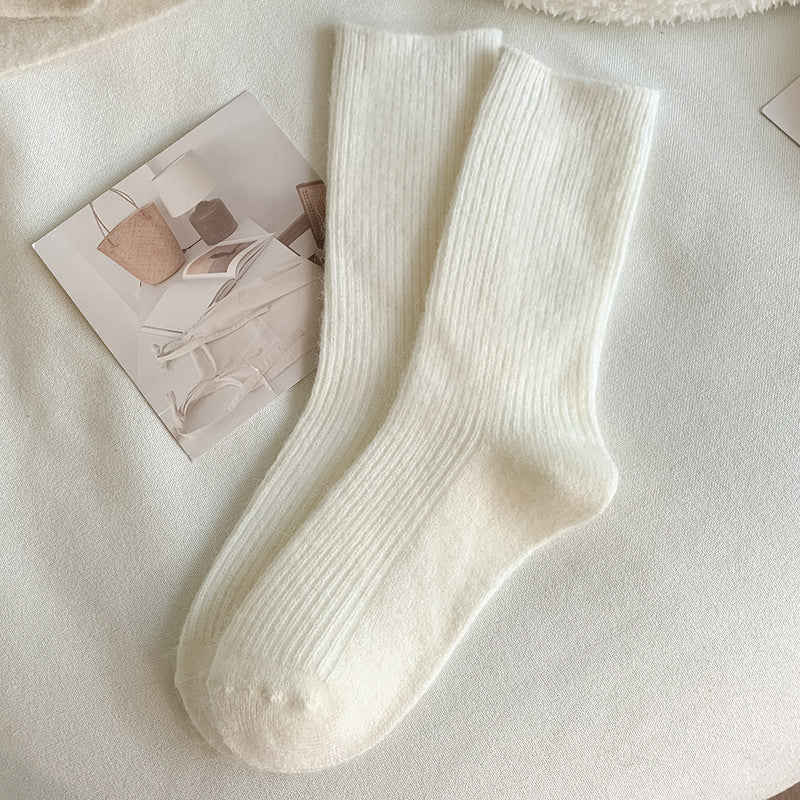 デイリーウォーム_秋冬 無地 ウールライク アクリルソックス