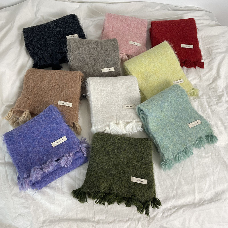 ウールエッセ_レディース 秋冬用 あったかウールマフラー シンプル万能