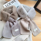 ベルファームーン_レディース ベルベット調 厚手あったか ファーカラーマフラー