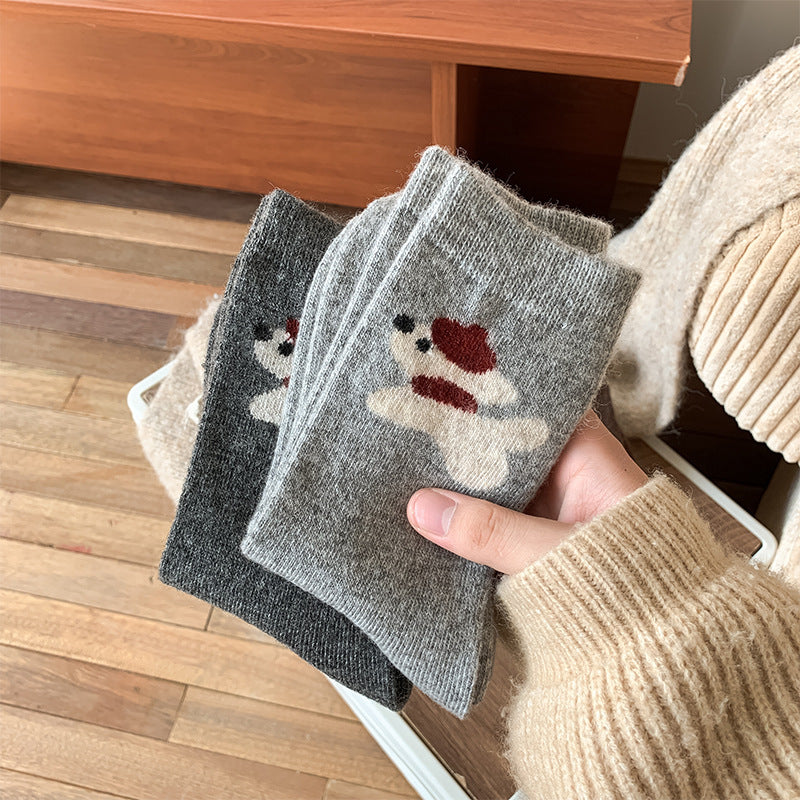 デイリーウォーム ウールソックス | レディース厚手カートゥーンあったか冬用