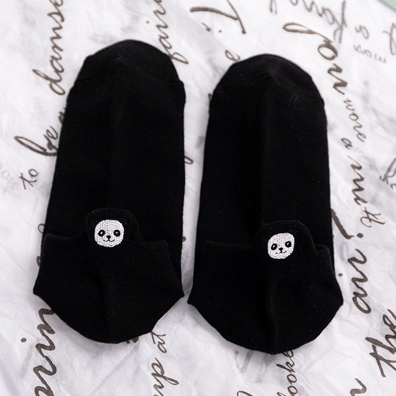 メンズ コットン刺繍ソックス | 通気性抜群シンプルカジュアル(5足/1足)